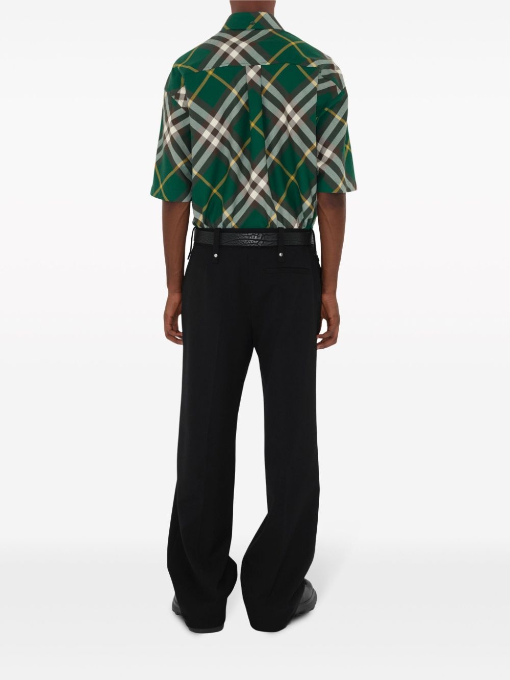 logo-embroidered plaid shirt - 4