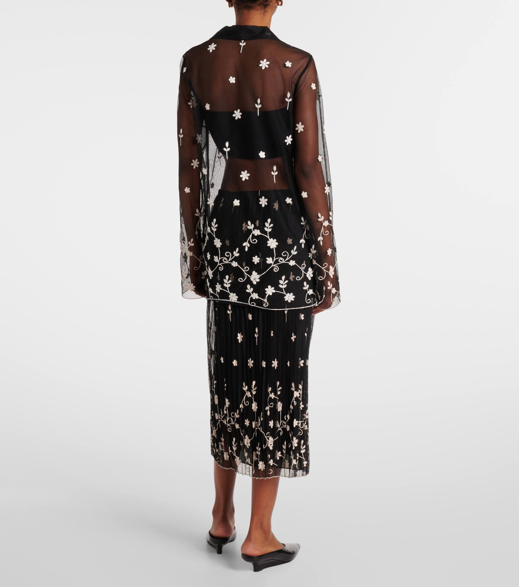 Embroidered semi-sheer shirt - 3