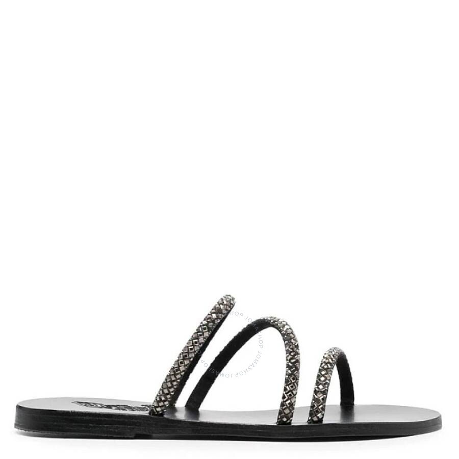 Ancient Greek Sandalsv Ladies Black Polytimi Crystal Sandals - 1