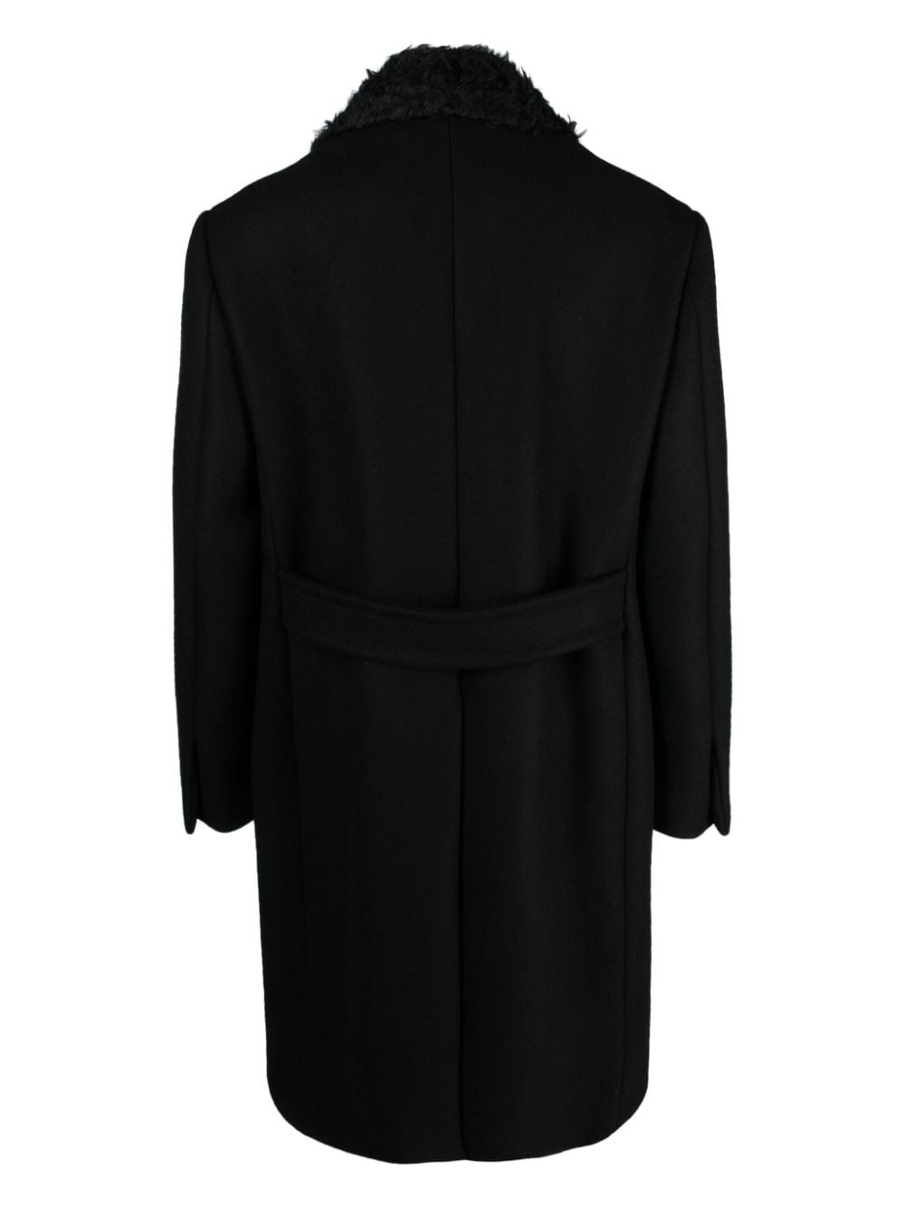 double-breasted fur-collar coat - 2