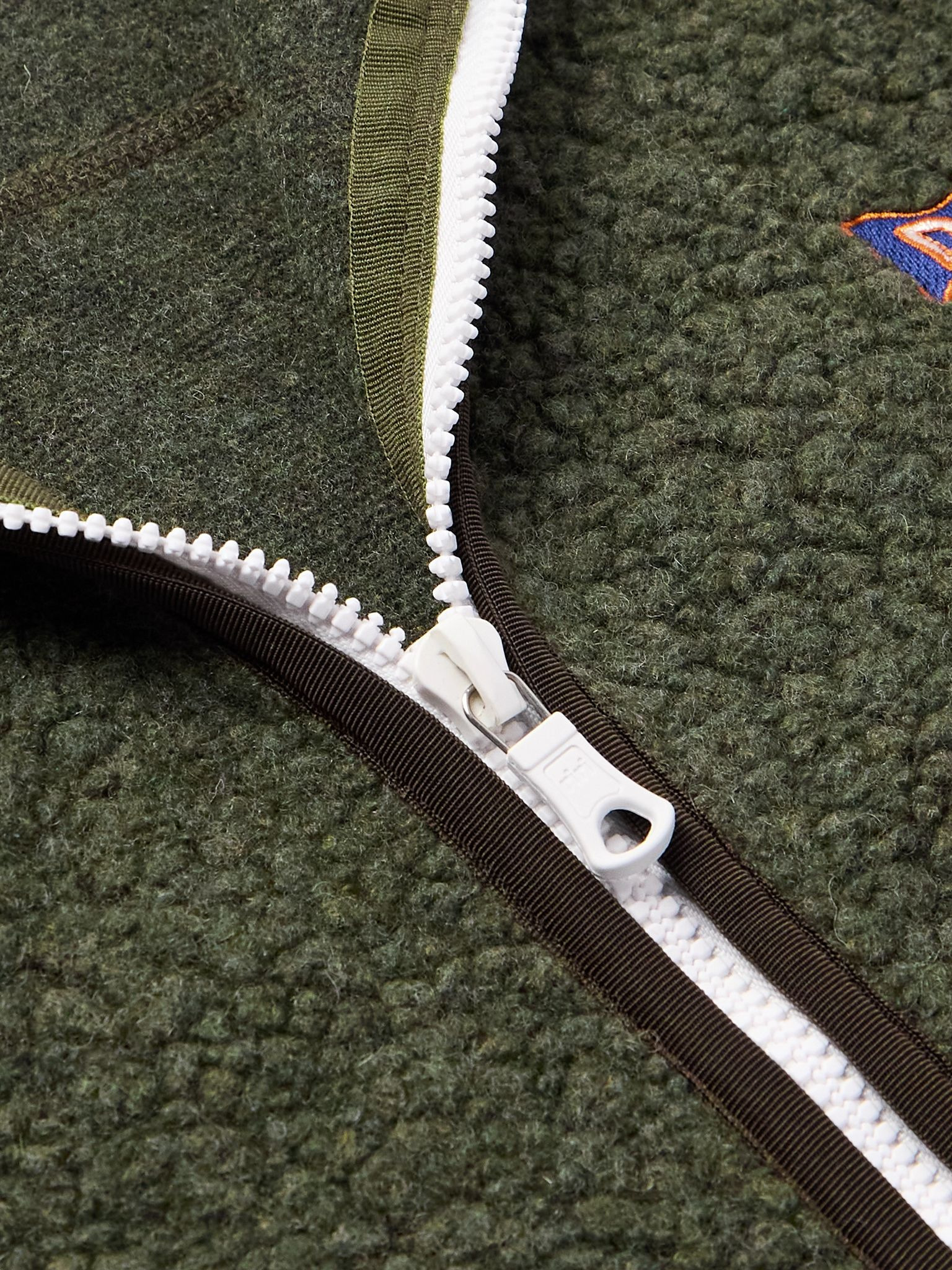 Logo-Embroidered Wool-Blend Bouclé Jacket Army green - 5