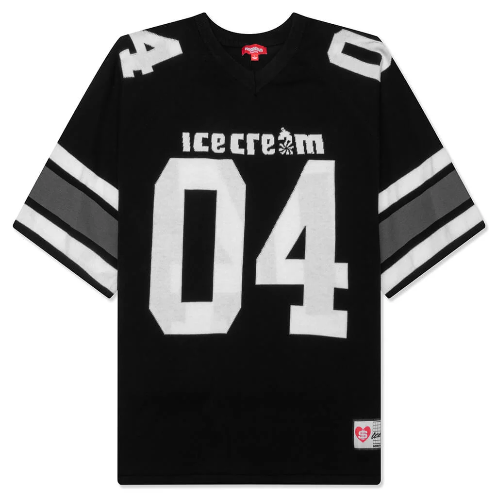 TOUCH DOWN (BOX FIT) S/S SWEATER - BLACK - 1