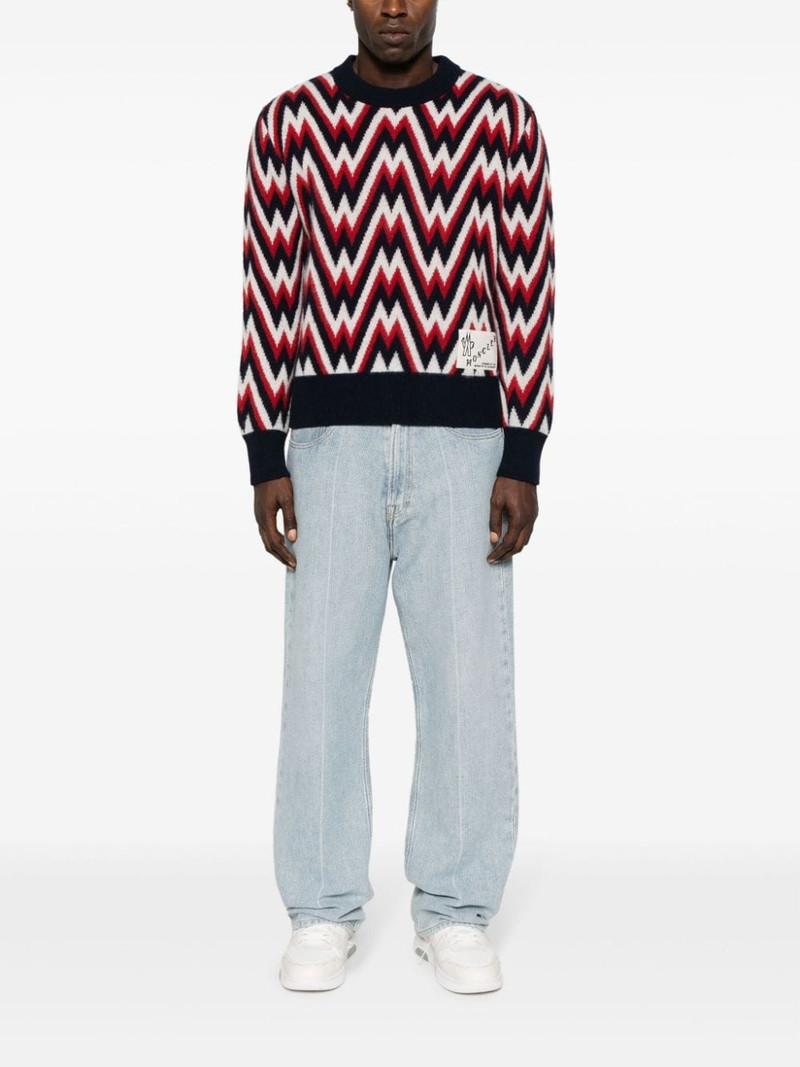 Moncler logo-patch patterned wool jumper outlook