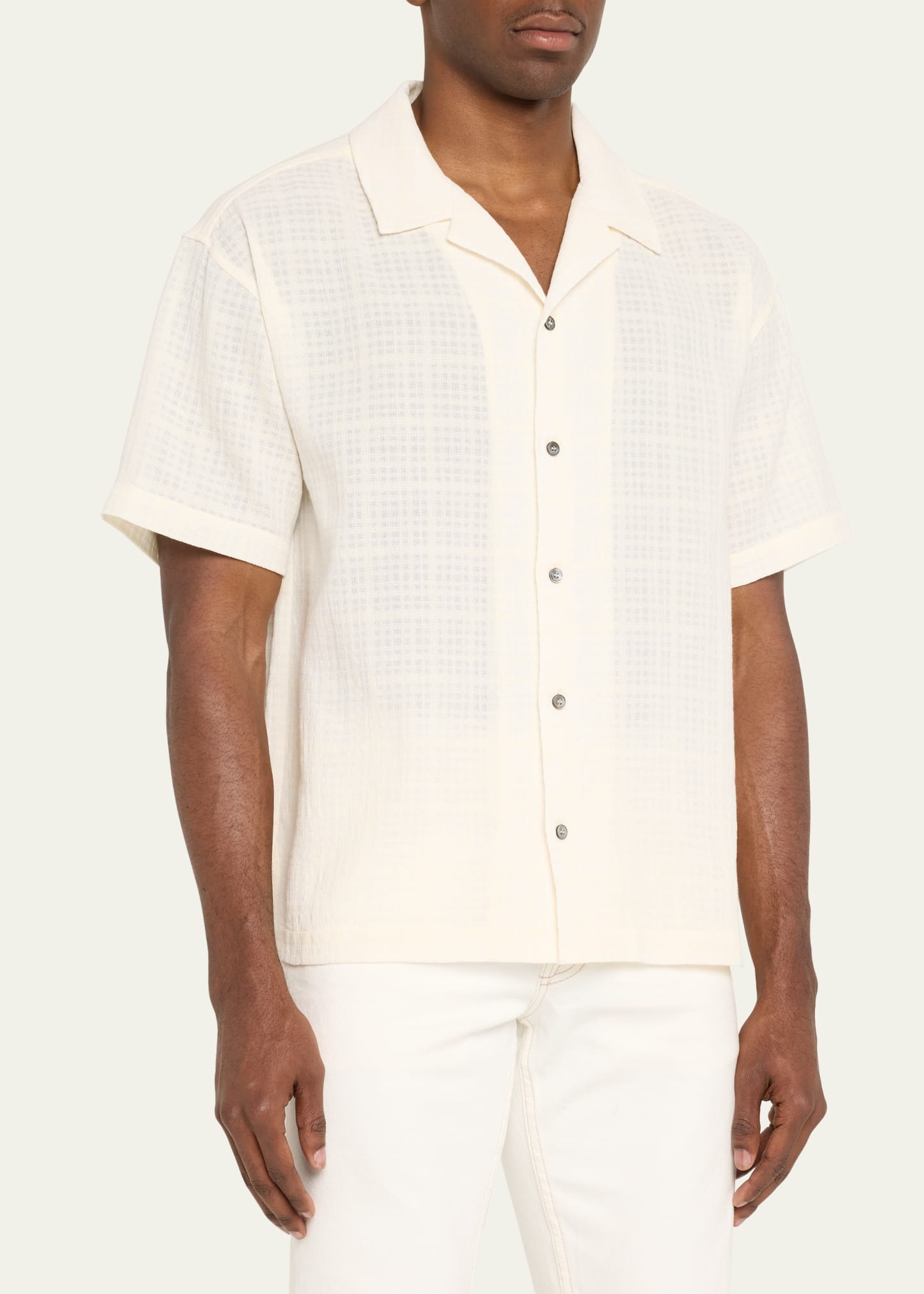 Men's Textured Cotton Camp Shirt - 4