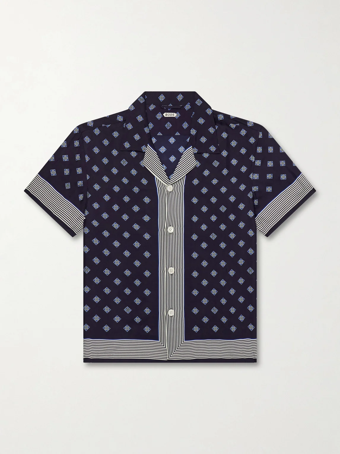 Camp-Collar Printed Silk-Voile Shirt - 1