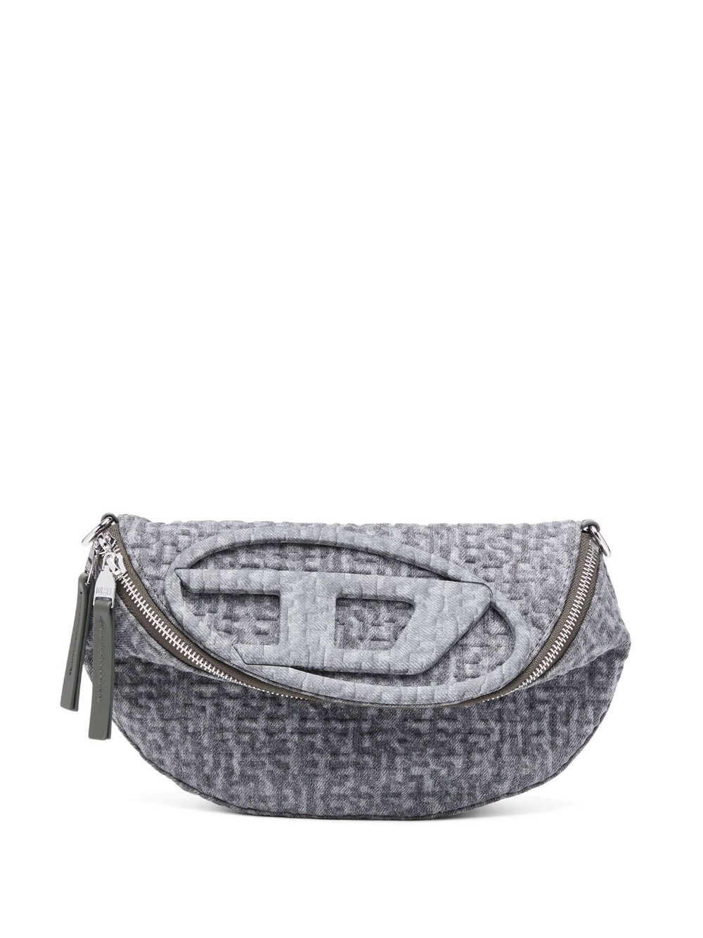 embossed-logo denim cross body bag - 1