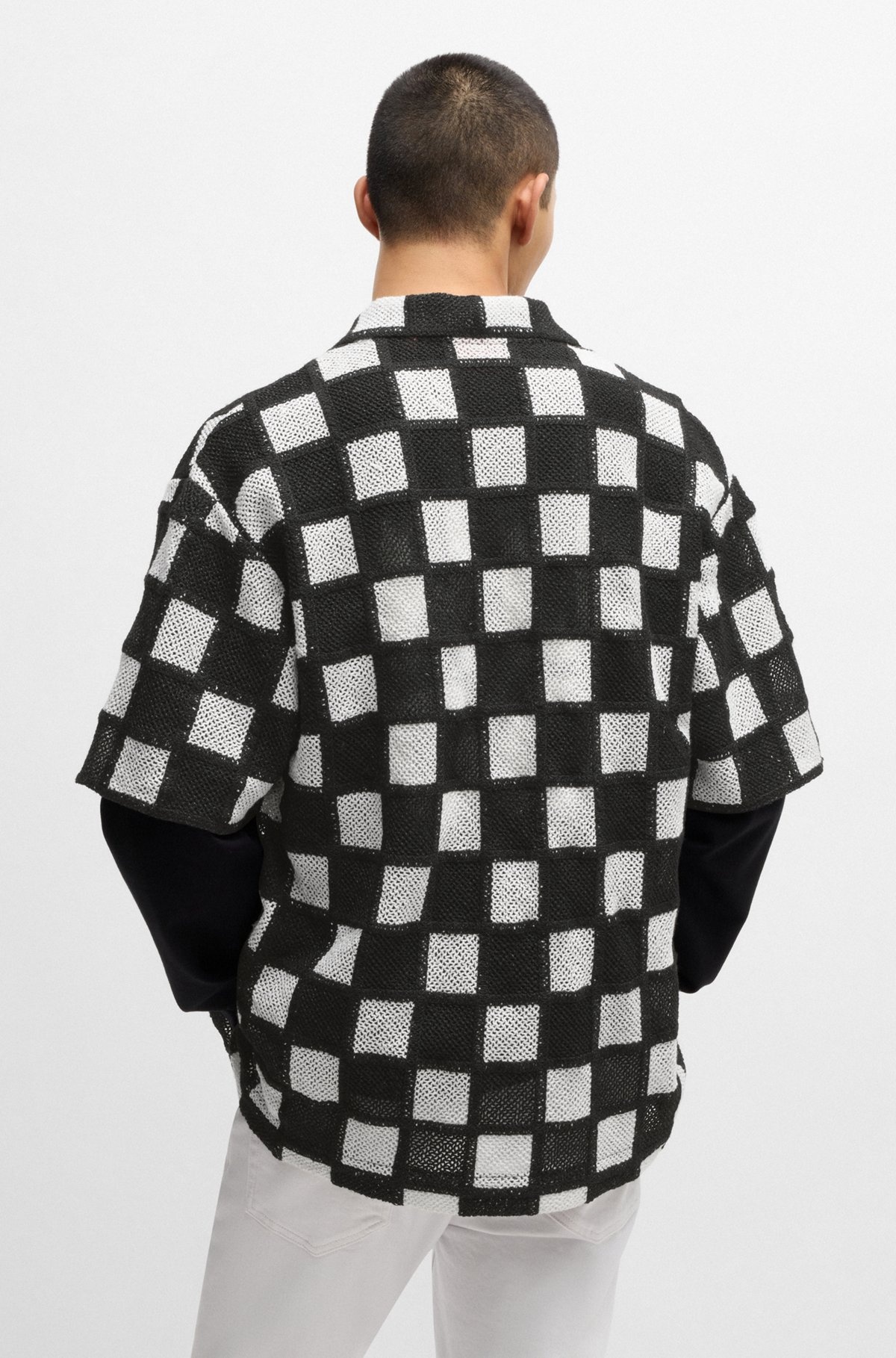 OVERSIZE-FIT SHIRT IN CHECK-PRINT CROCHET - 5