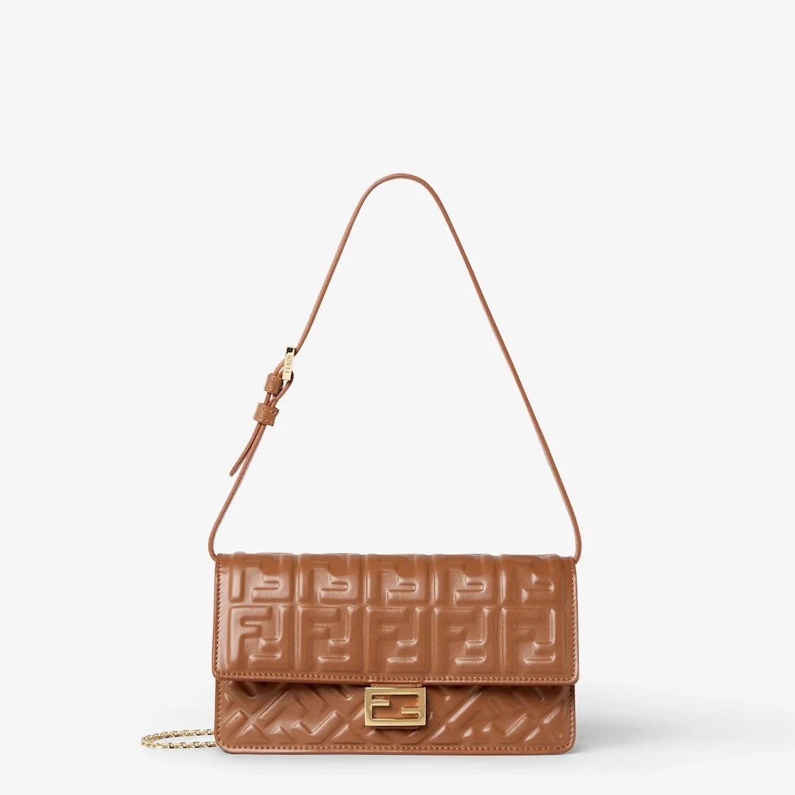 Wallet On Chain Baguette Sellier brown nappa leather wallet with FF motif - 1