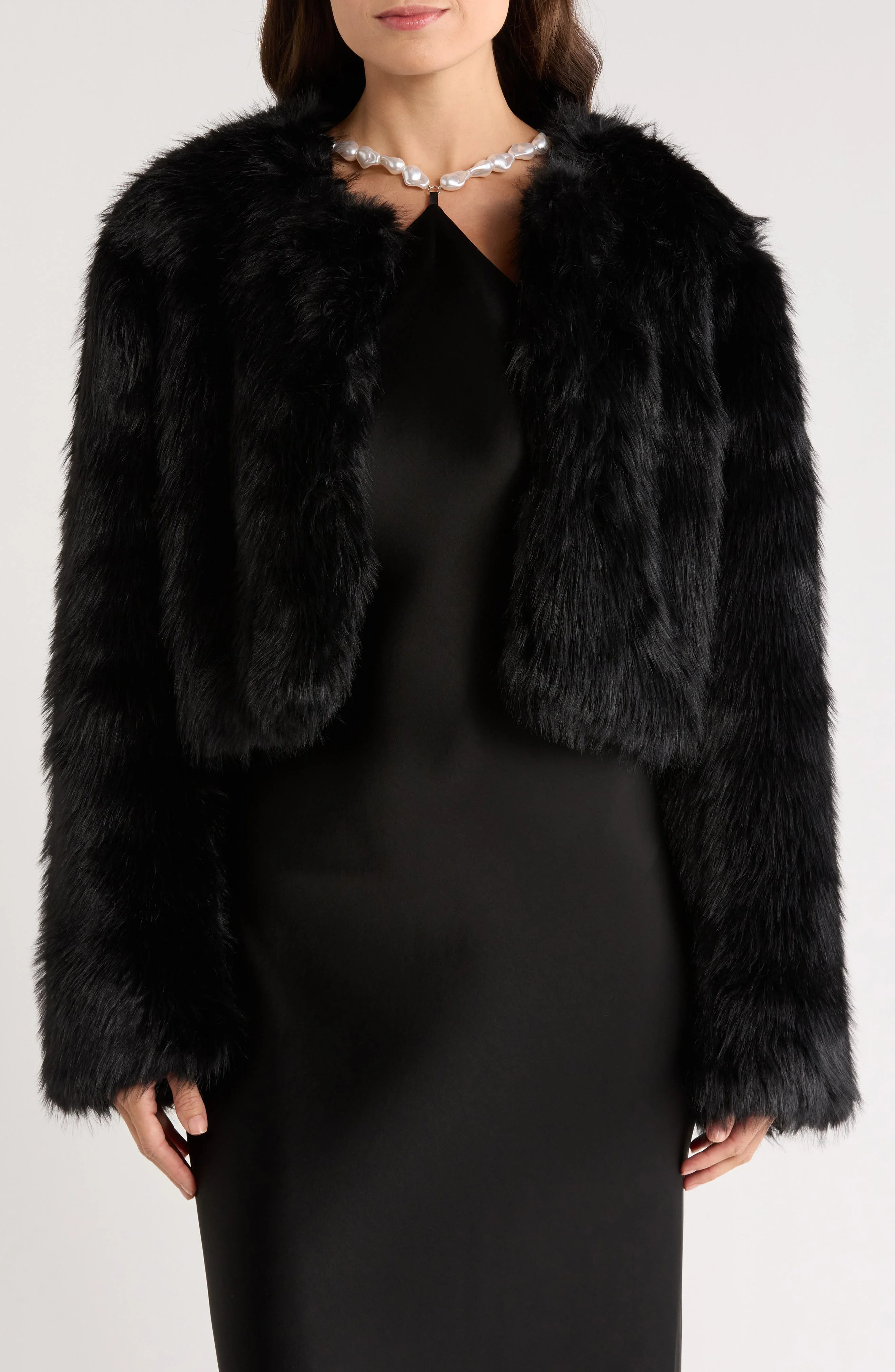 STAUD Casimira Crop Faux Fur Jacket in Black at Nordstrom - 1