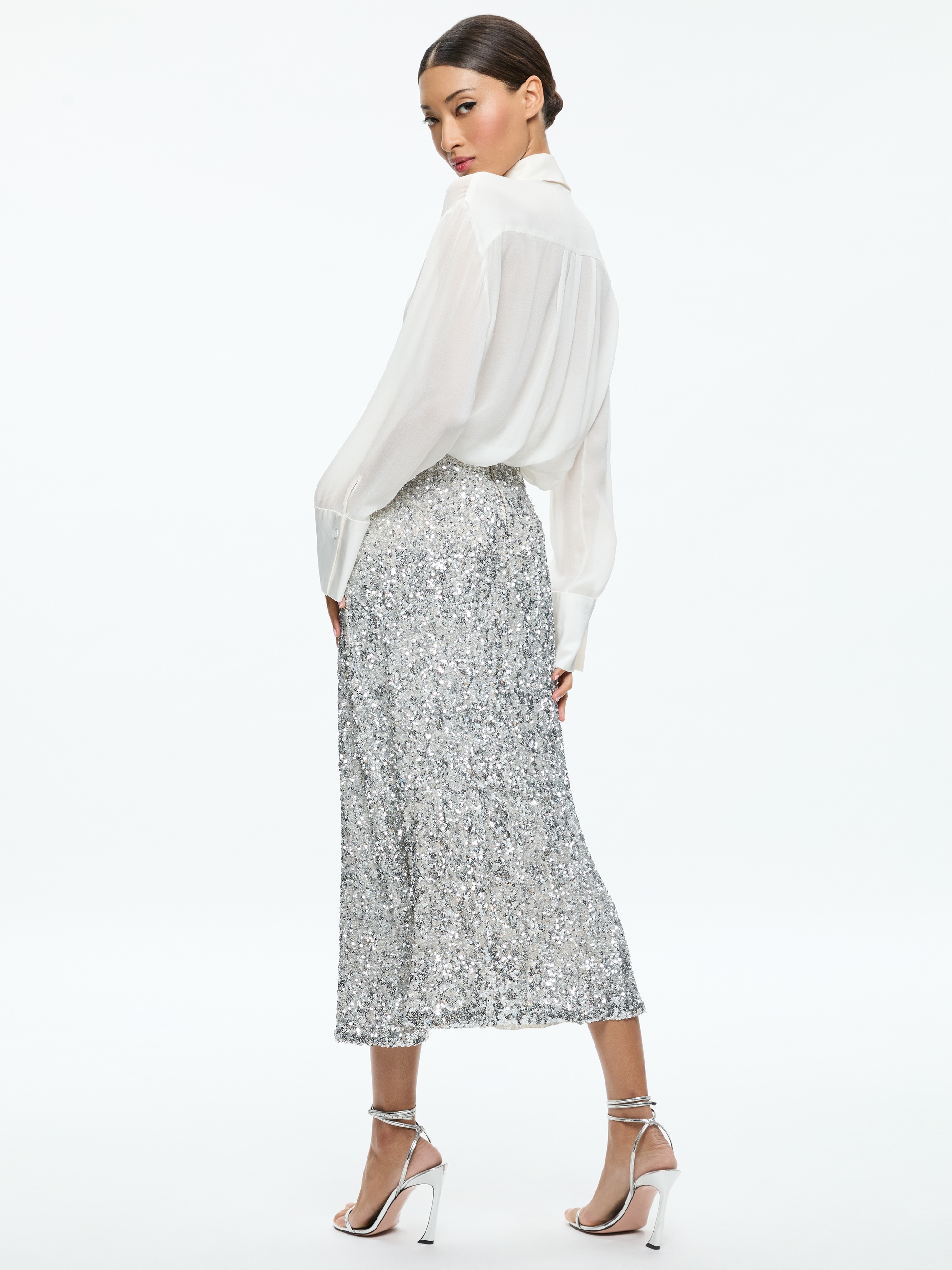 MAEVE SEQUIN KICK FLARE SLIP SKIRT - 4