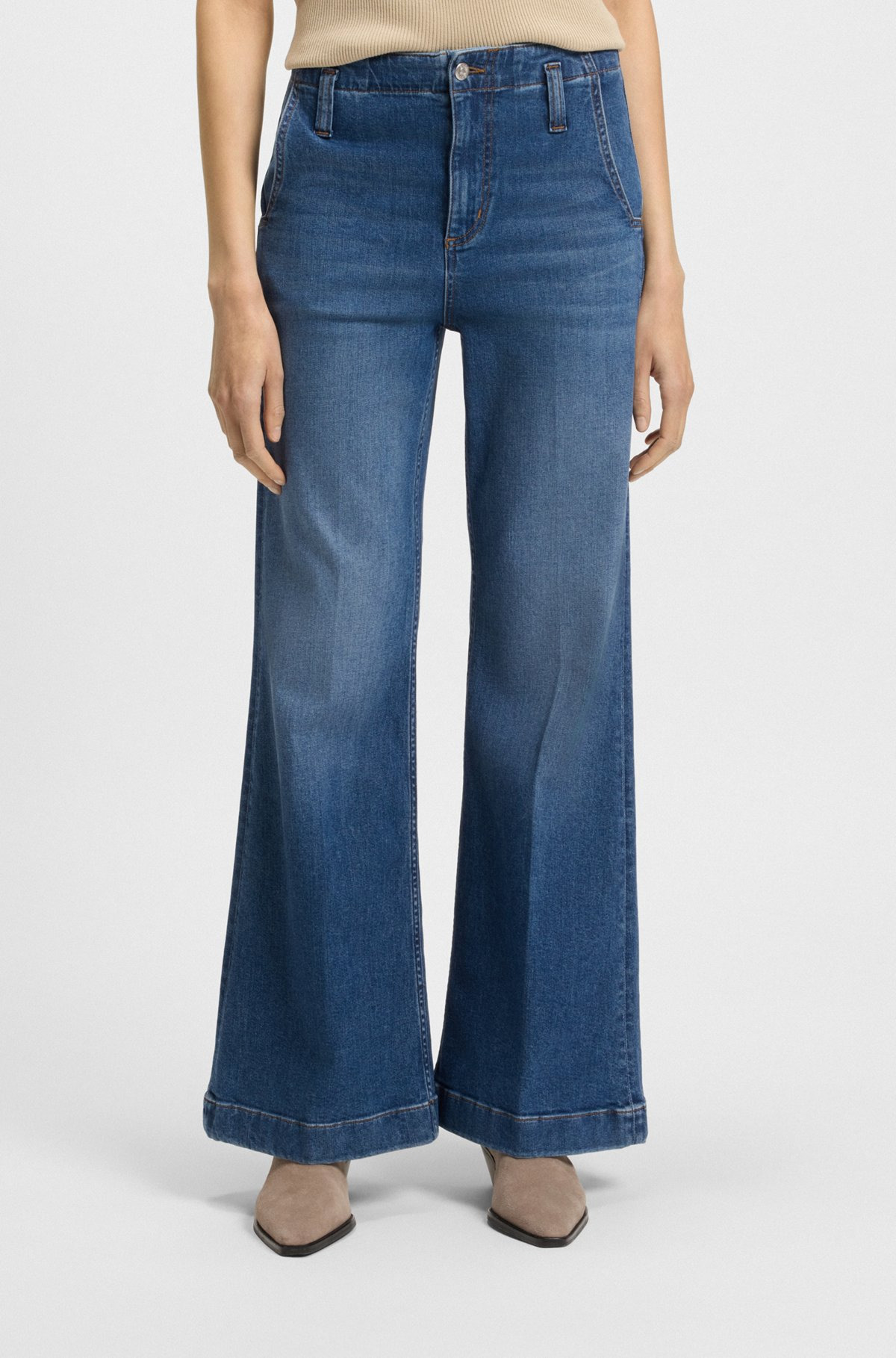 REGULAR-FIT JEANS IN MID-BLUE ITALIAN STRETCH DENIM - 2