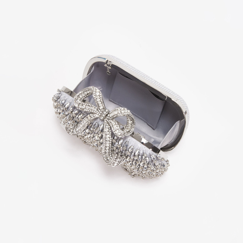 self-portrait Silver Embellished Bow Clutch outlook