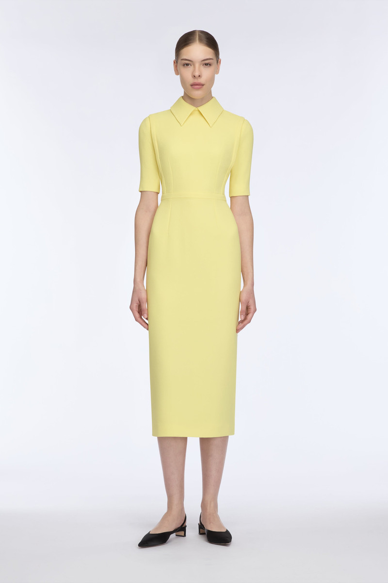 EMILIA WICKSTEAD Valletta Dress In Lemon Single Wool Crepe outlook