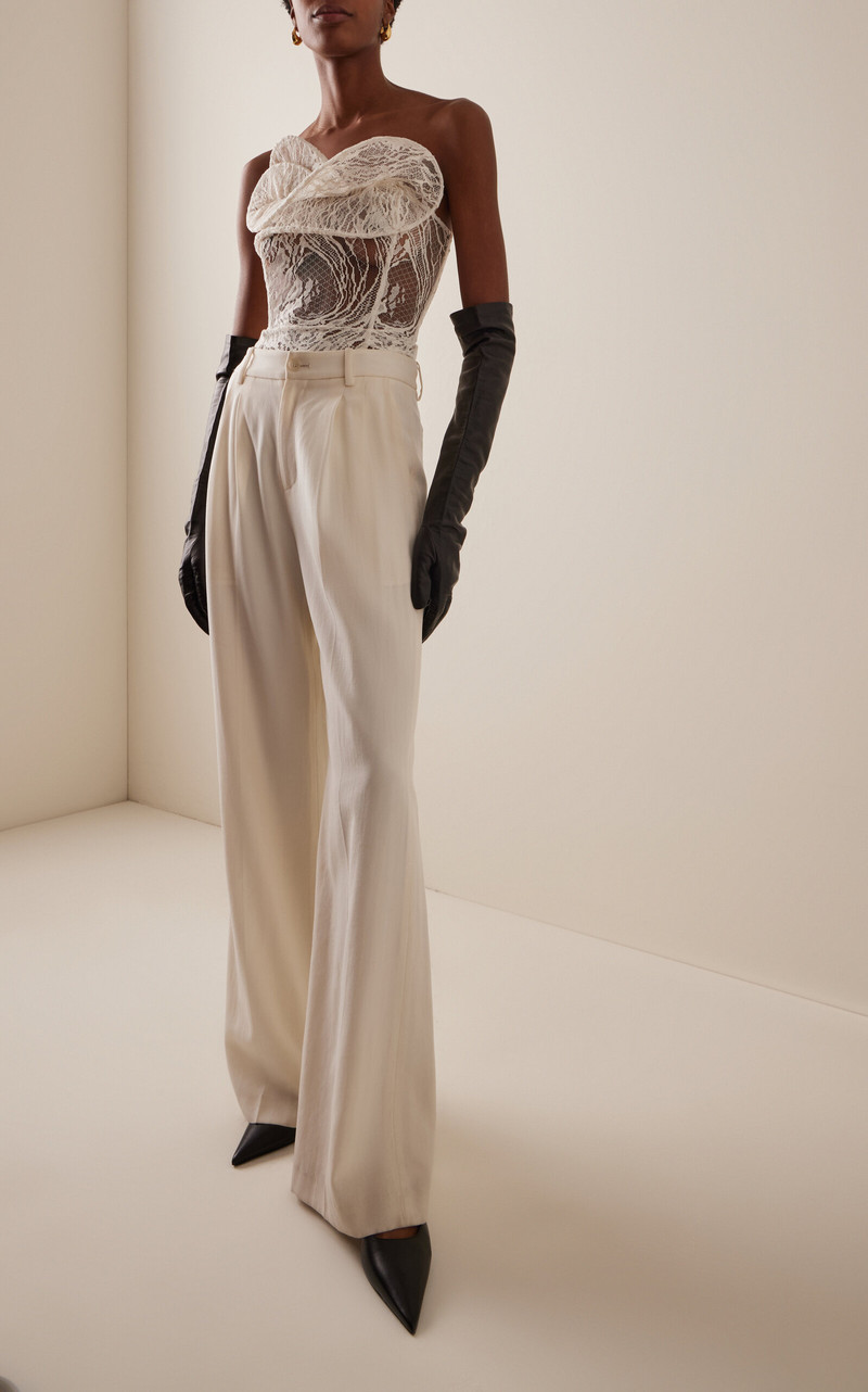 MAGDA BUTRYM Rosette-Embellished Cotton-Blend Corset Top ivory outlook