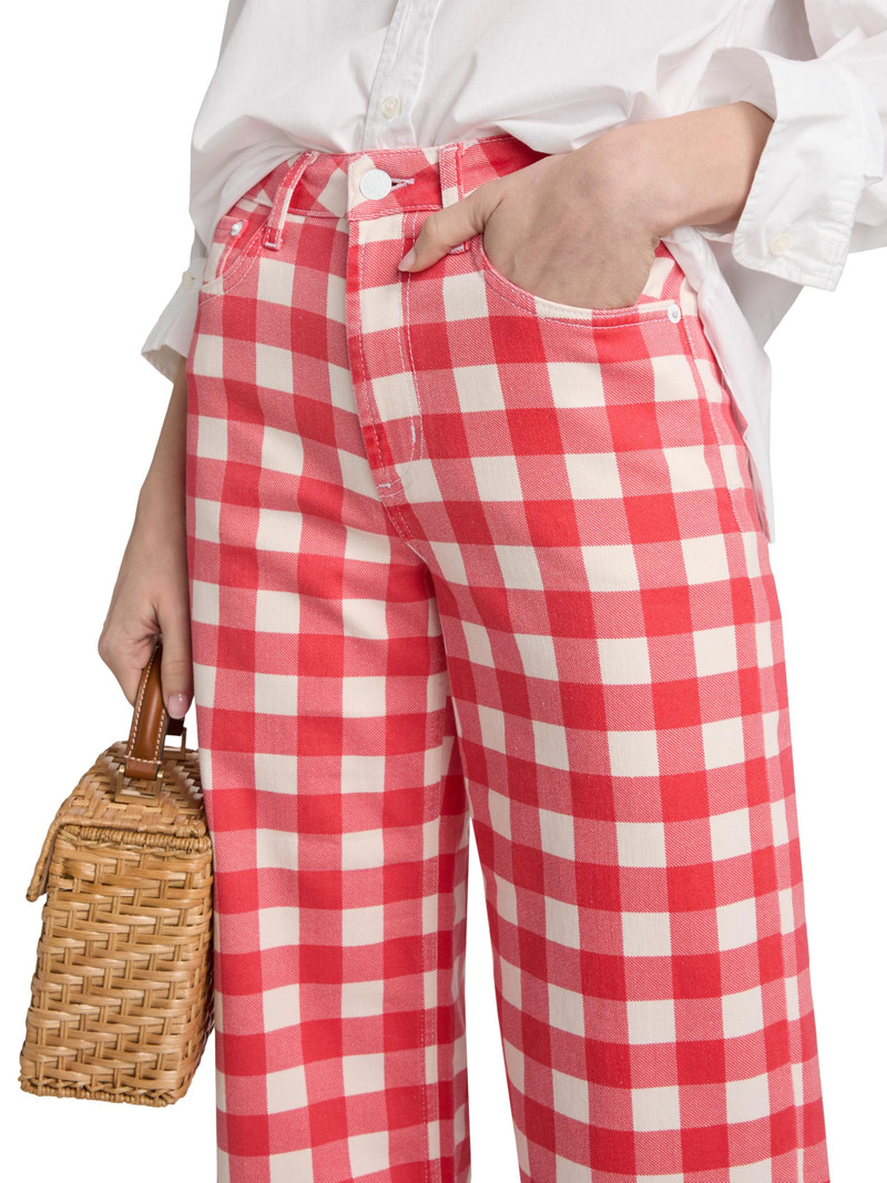 Women's Getty Gingham Wide-Leg Crop Jeans - Tomato Gingham 6