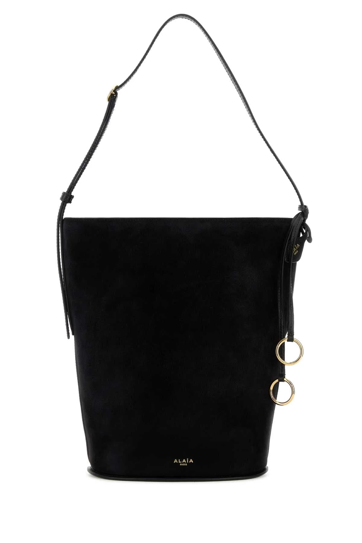 Alaia Women Black Suede Bucket Bag - 1