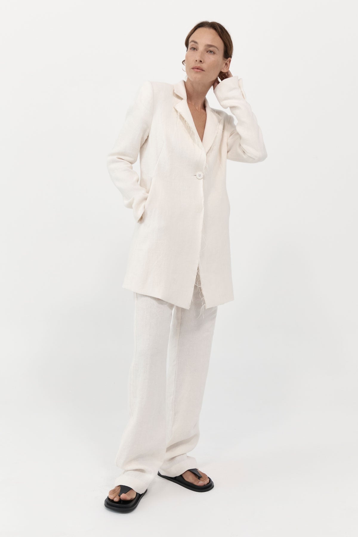 Raw Edge Blazer - Ivory - 4
