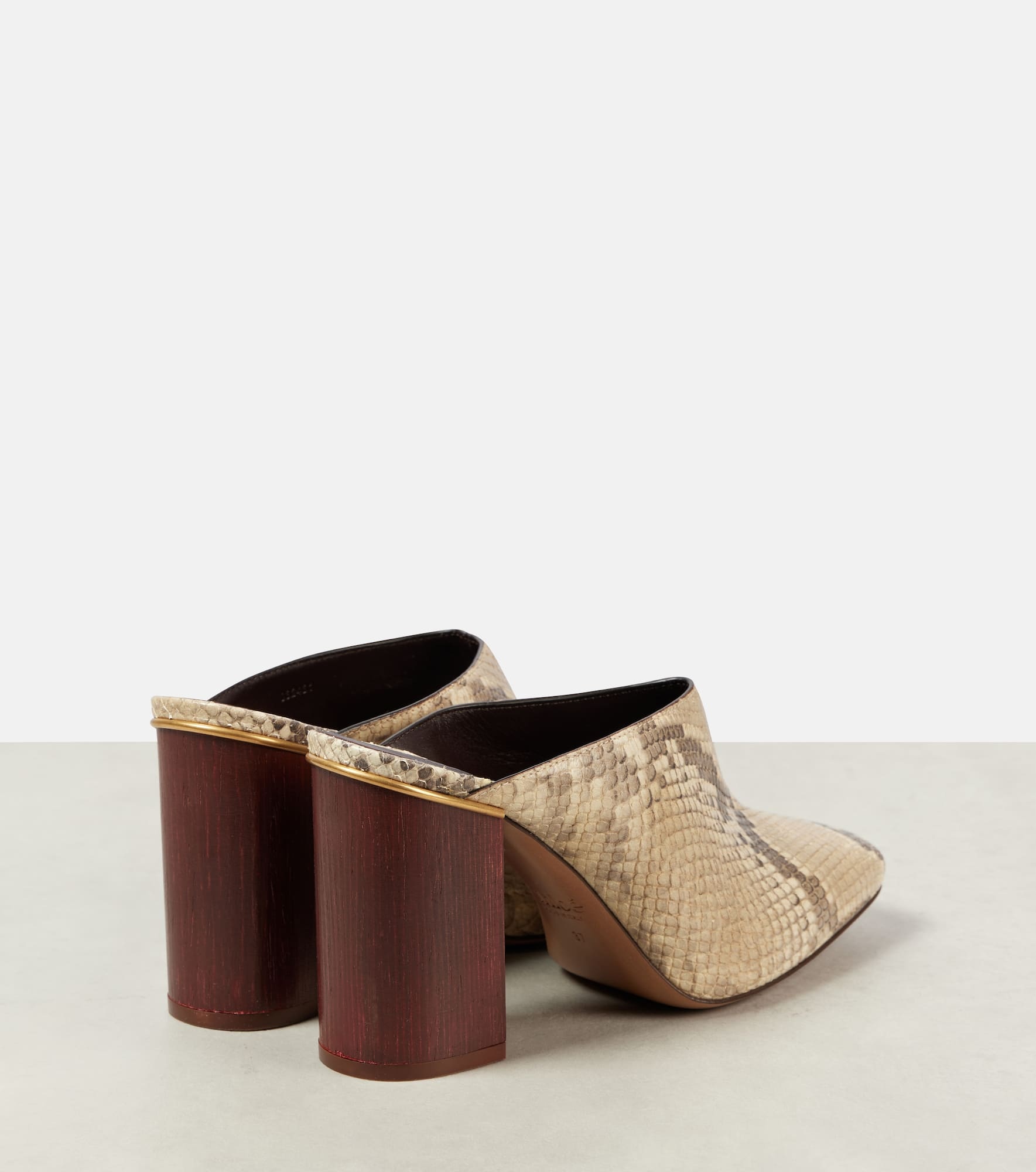 Ambre snake-effect leather mules - 2