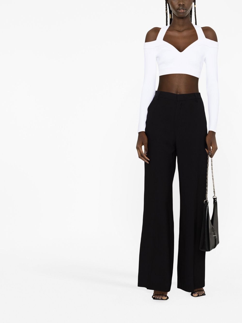 cold-shoulder cropped knit top - 2