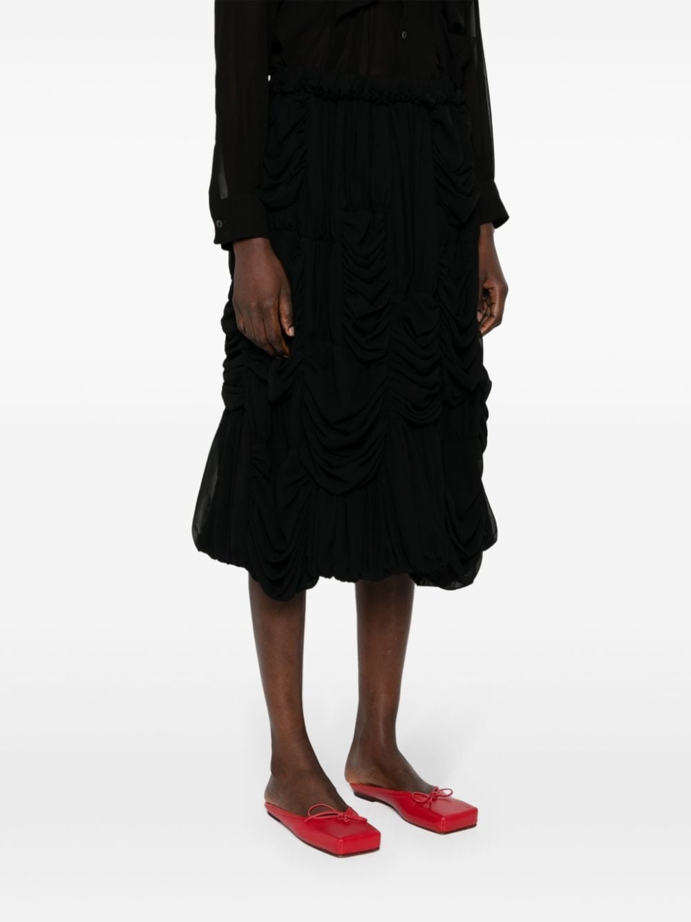 draped midi skirt - 3