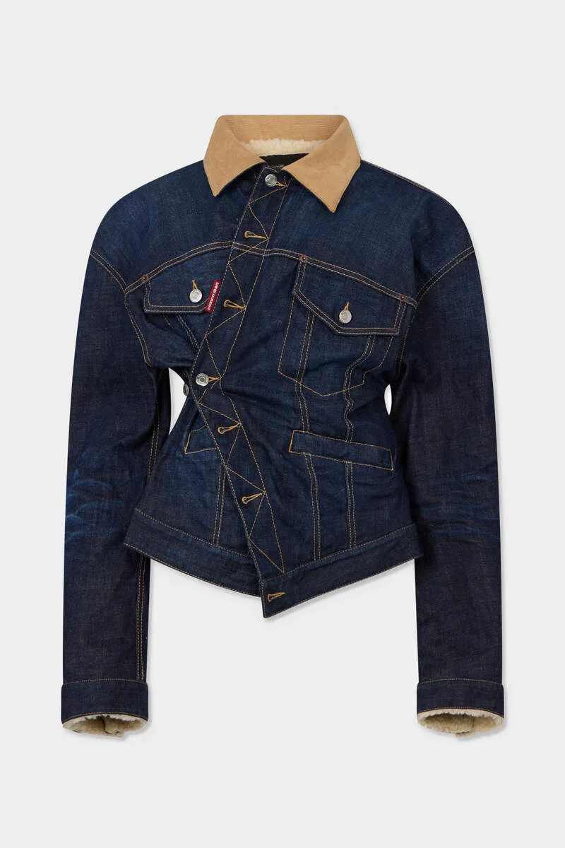 DARK URBAN WRAP OVERSIZED JEAN JACKET - 1