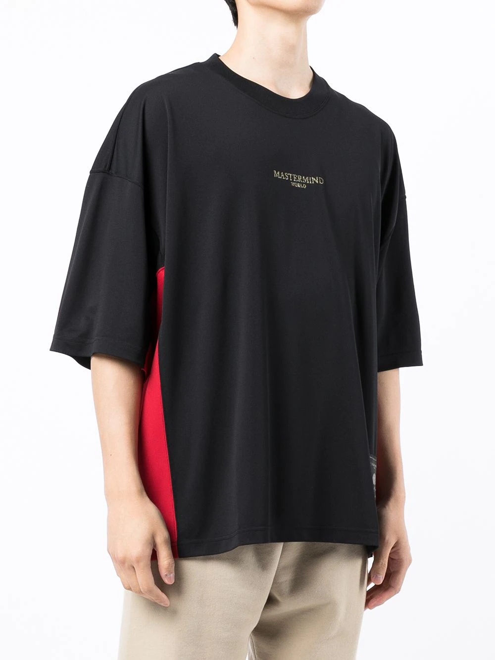 contrast-panel oversized T-shirt - 3