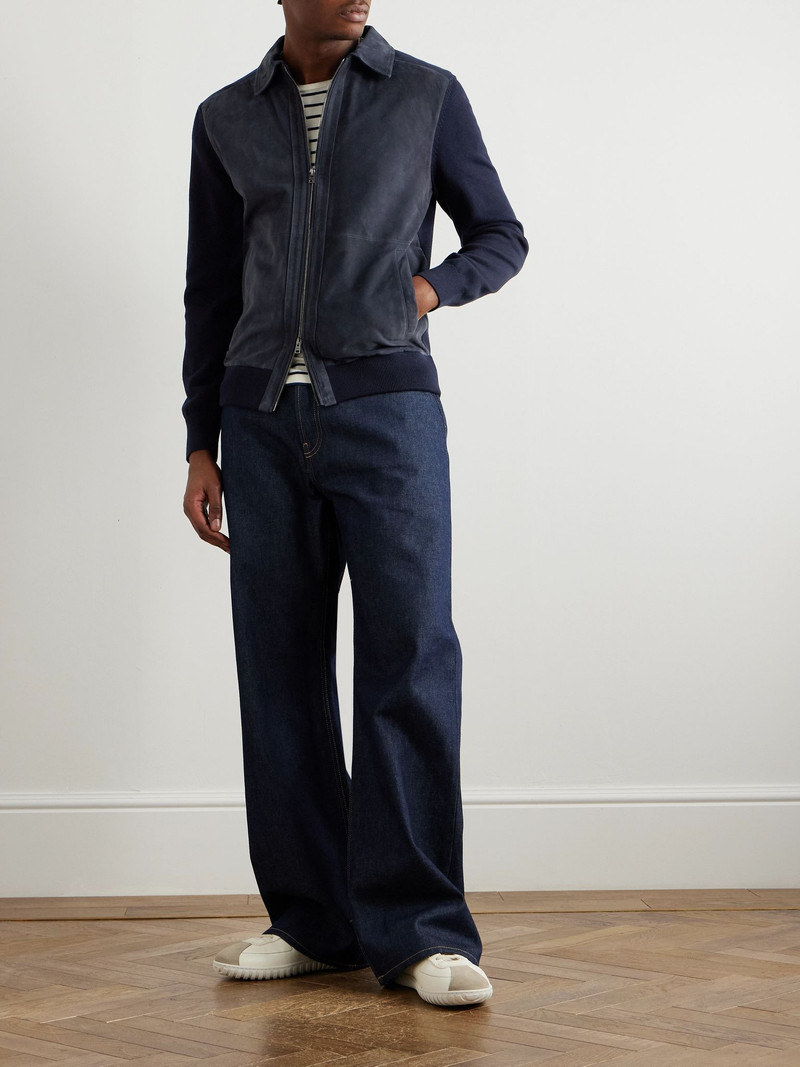 Herno Suede-Panelled Cotton Jacket Navy outlook