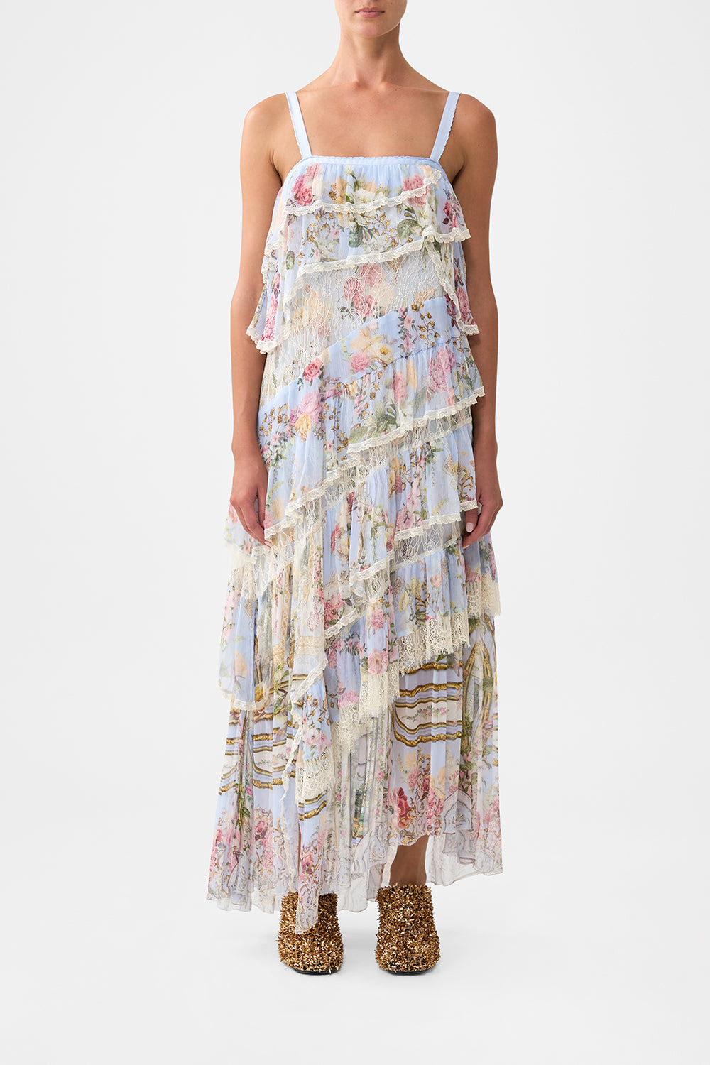 ASYMMETRIC SPLICED LACE DRESS - 2