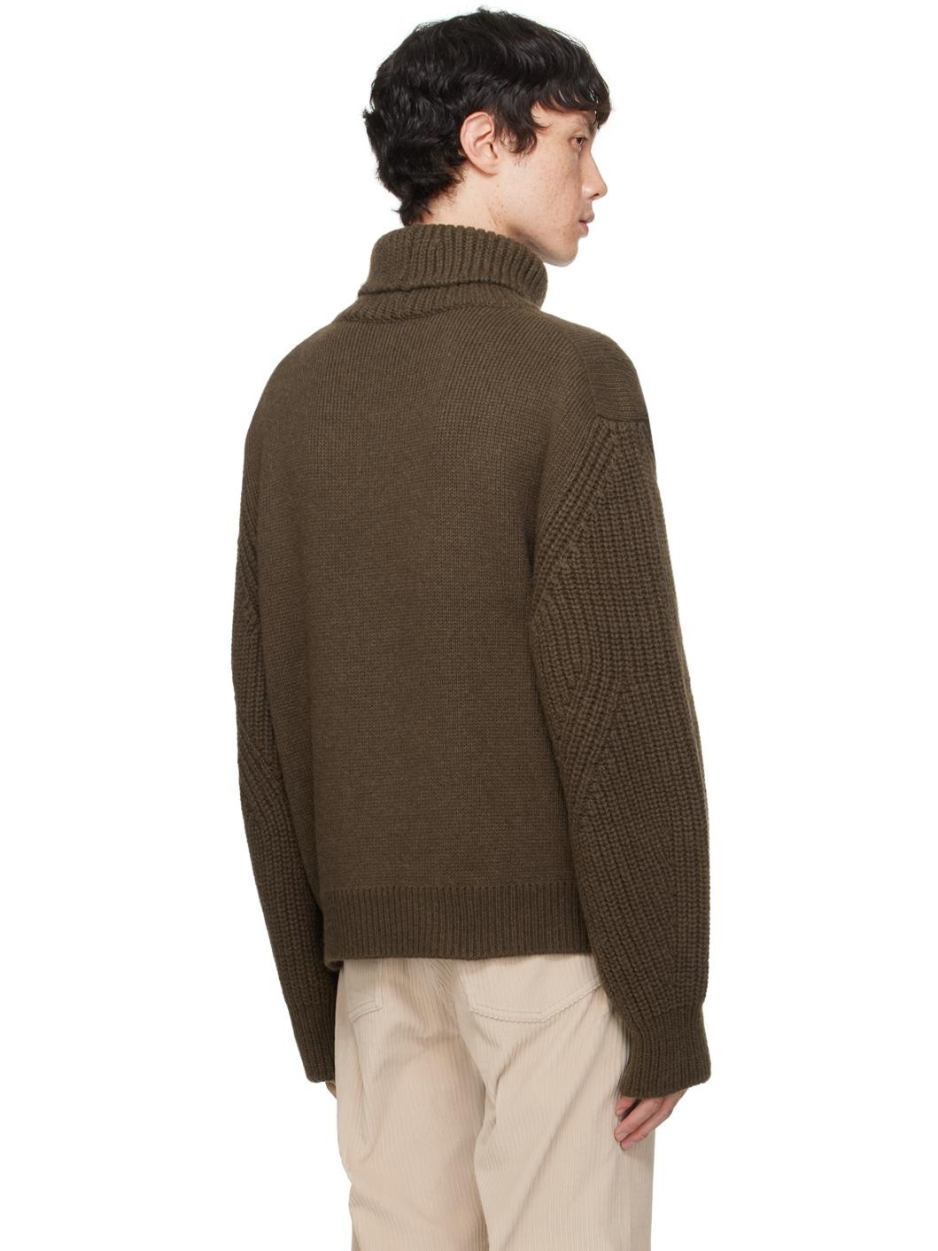 Brown Logo Patch Turtleneck - 3