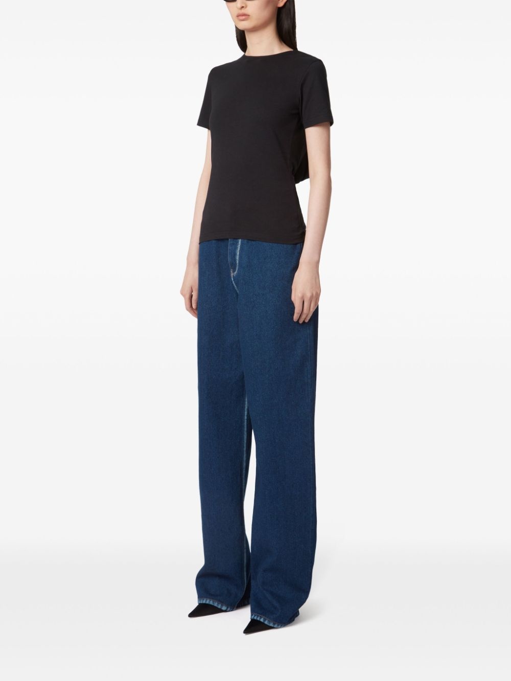 plunging draped back T-shirt - 3