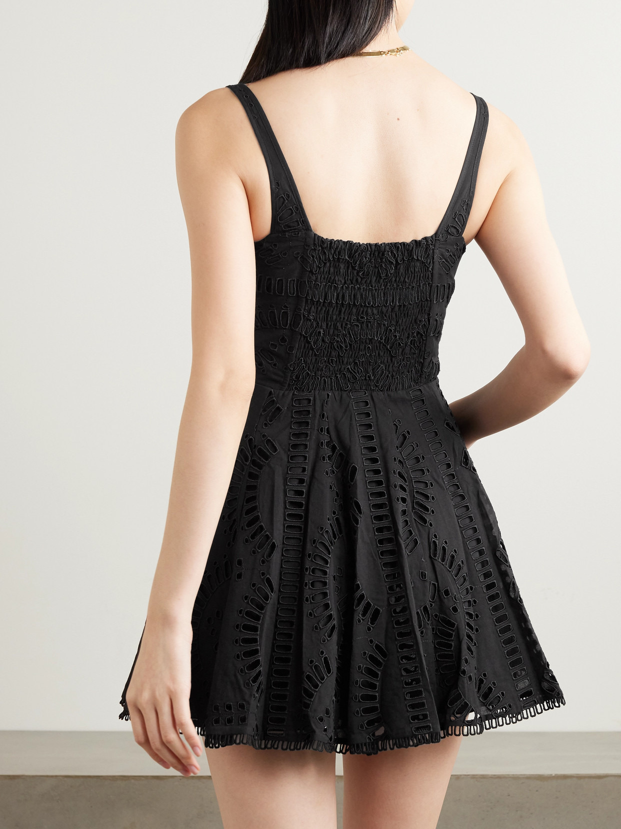 Ricka Scalloped Broderie Anglaise Cotton-blend Mini Dress - 3