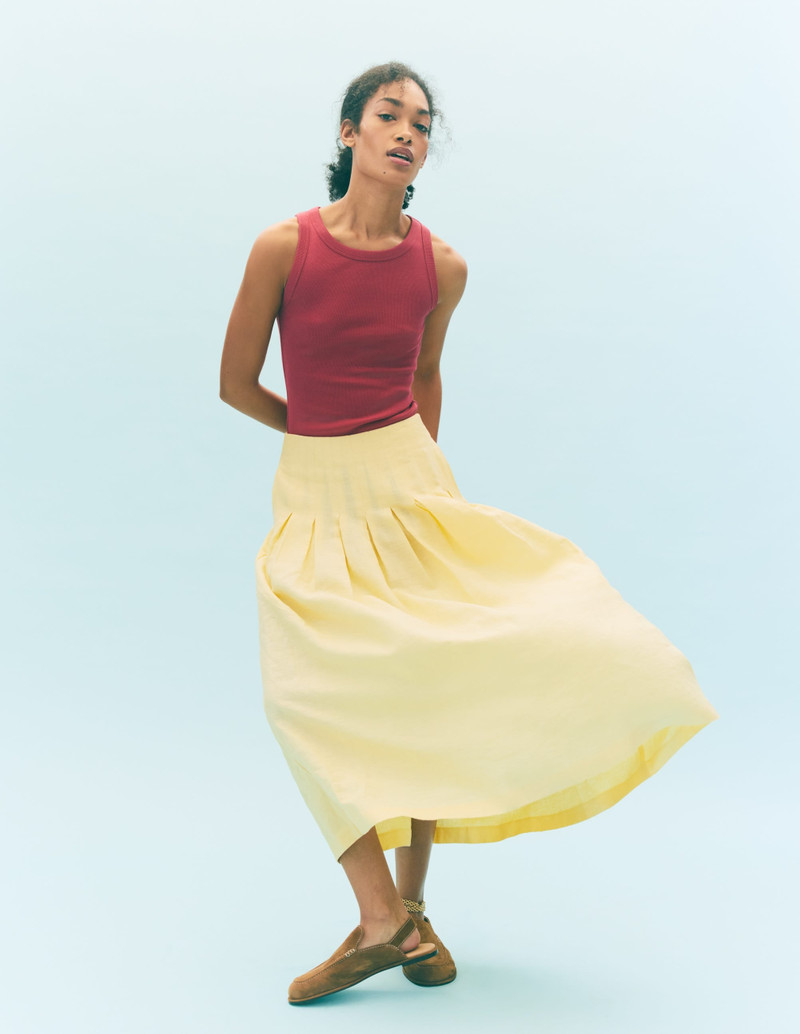 BODEN Valentina Linen Skirt-Buttercream outlook