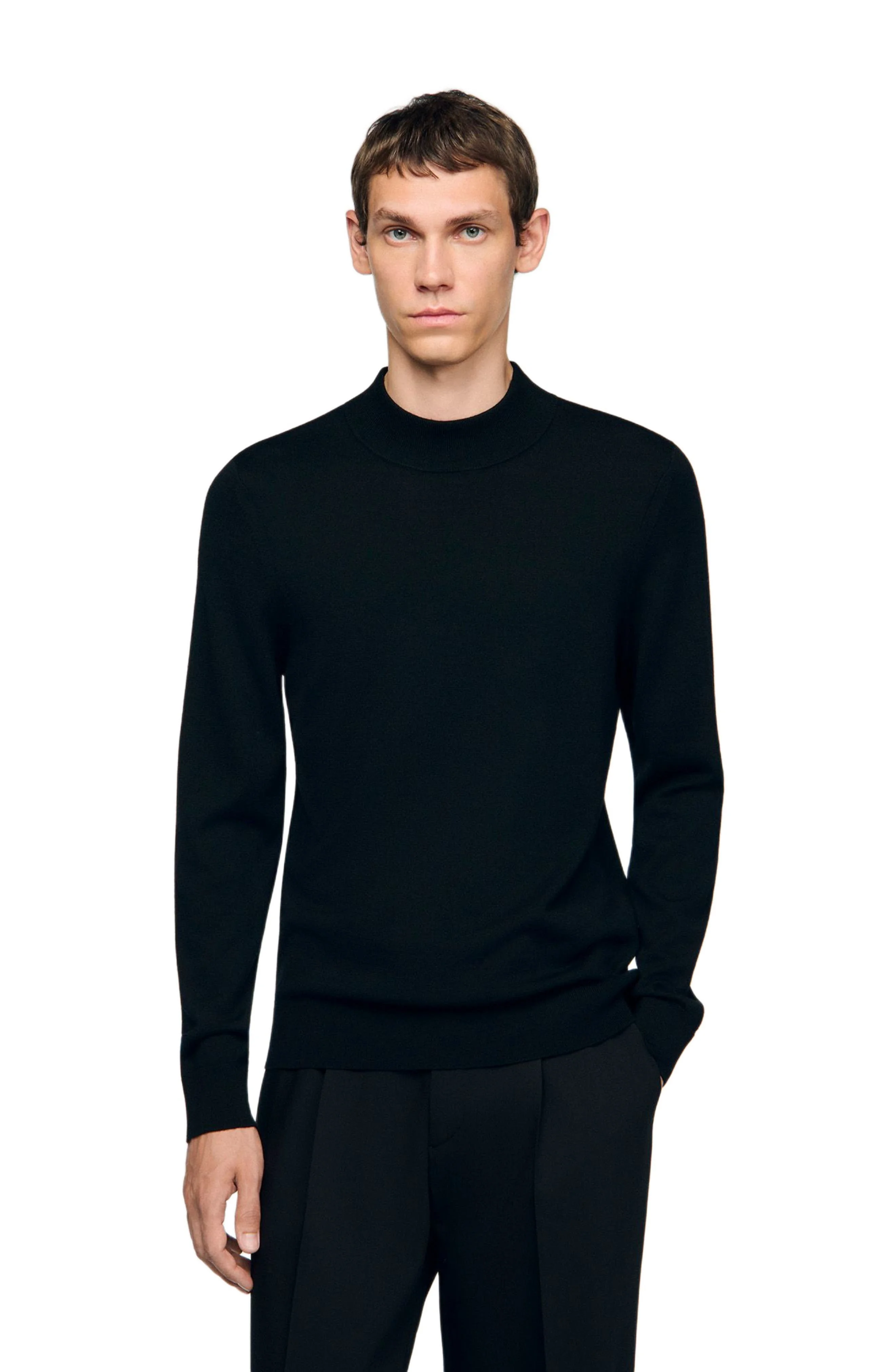 Industrial Mock Neck Wool Sweater - 1