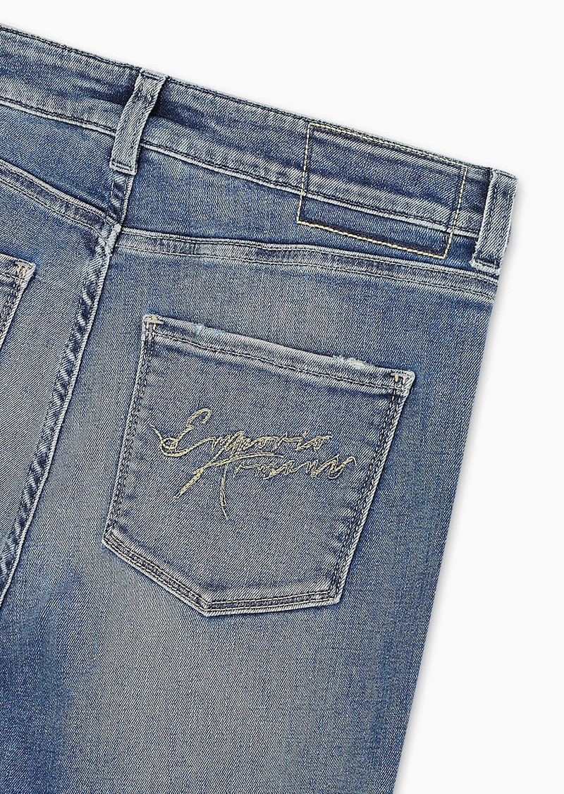 J18 High-rise, skinny-leg jeans in a worn-look denim 6