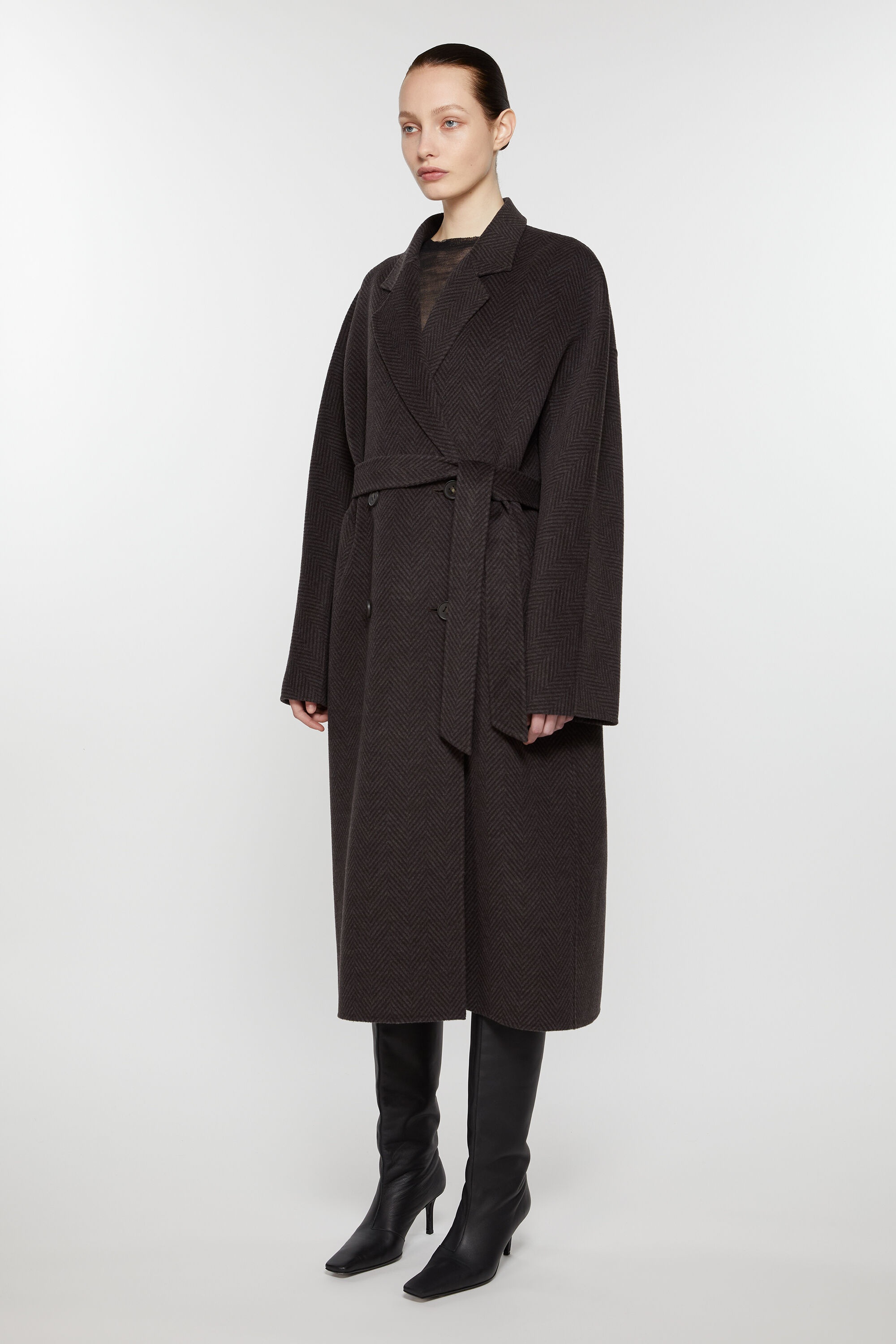 Double-breasted wool coat - Anthracite grey - 3