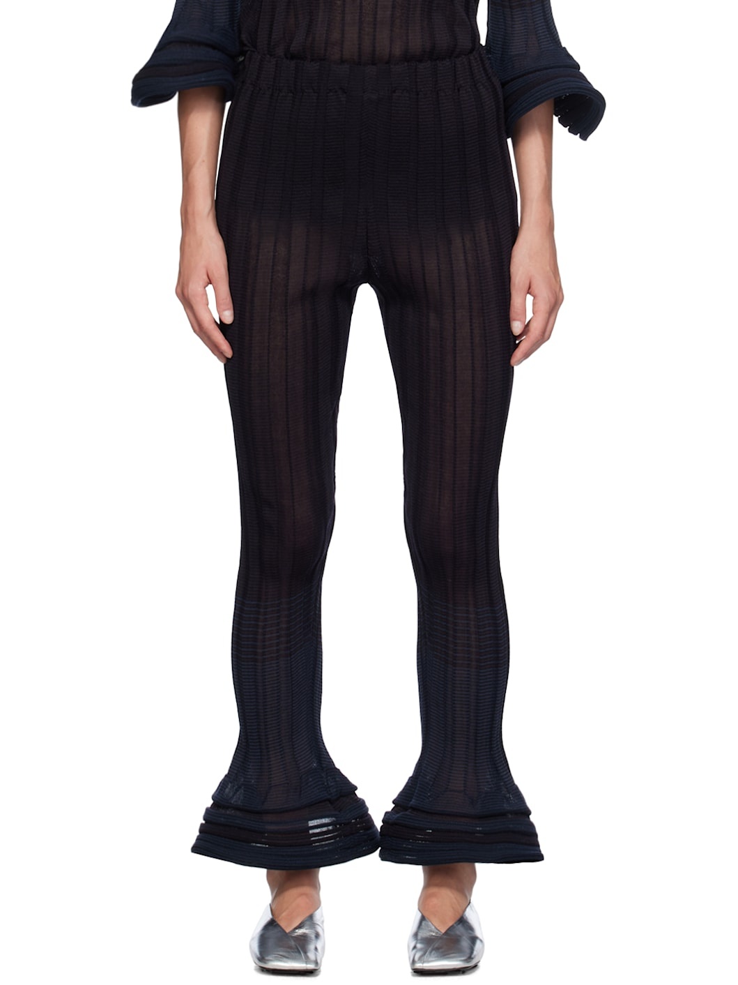 Black & Navy Asagao Trousers - 1