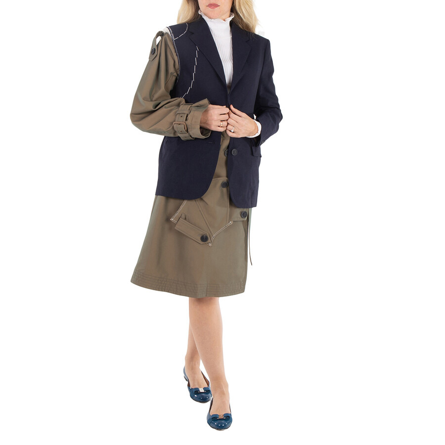 Kolor Ladies Navy Deconstructed Panelled Single-Breasted Blazer - 4