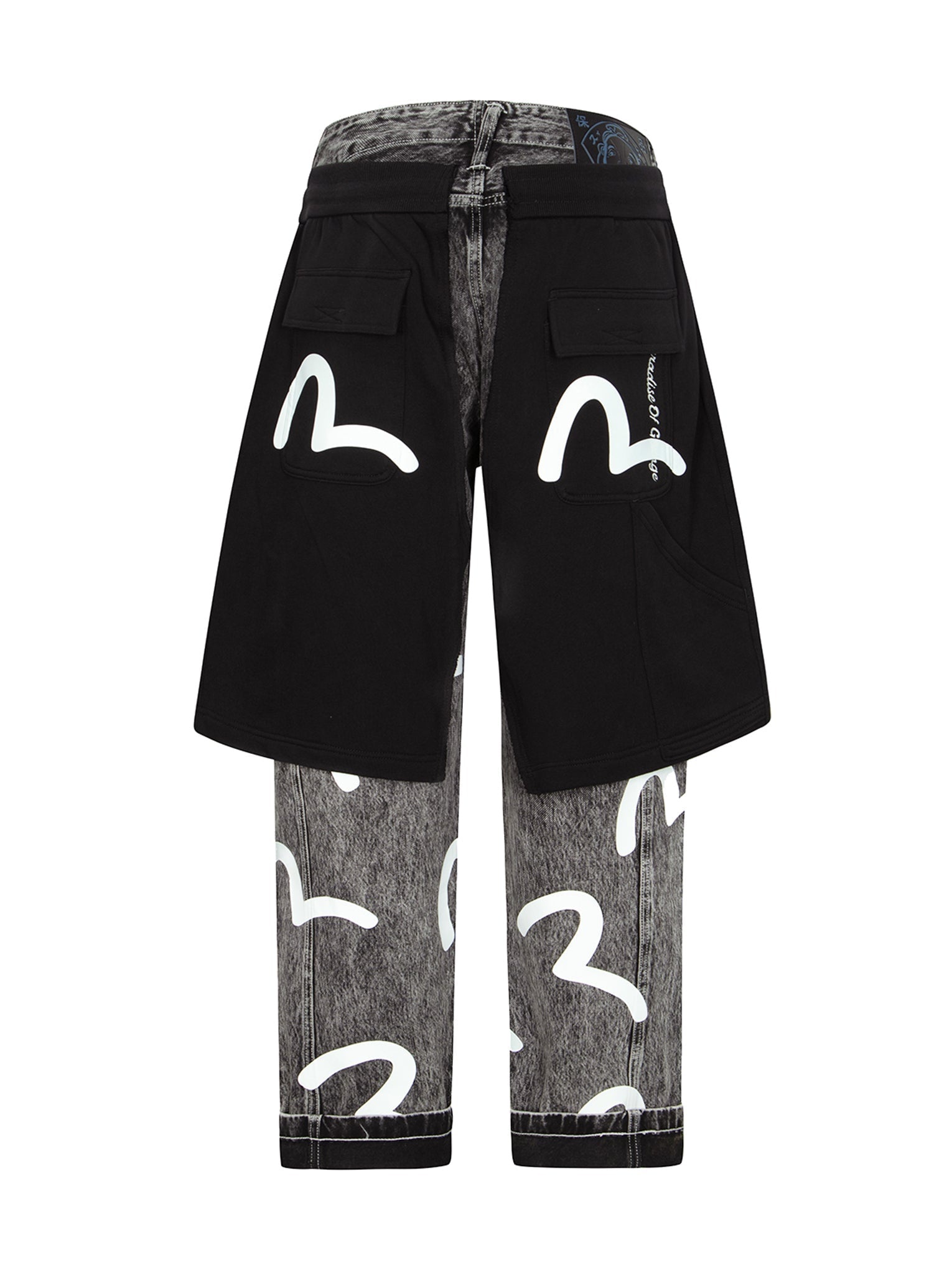 Seagull Print Double Layer Loose Fit Jeans - 9