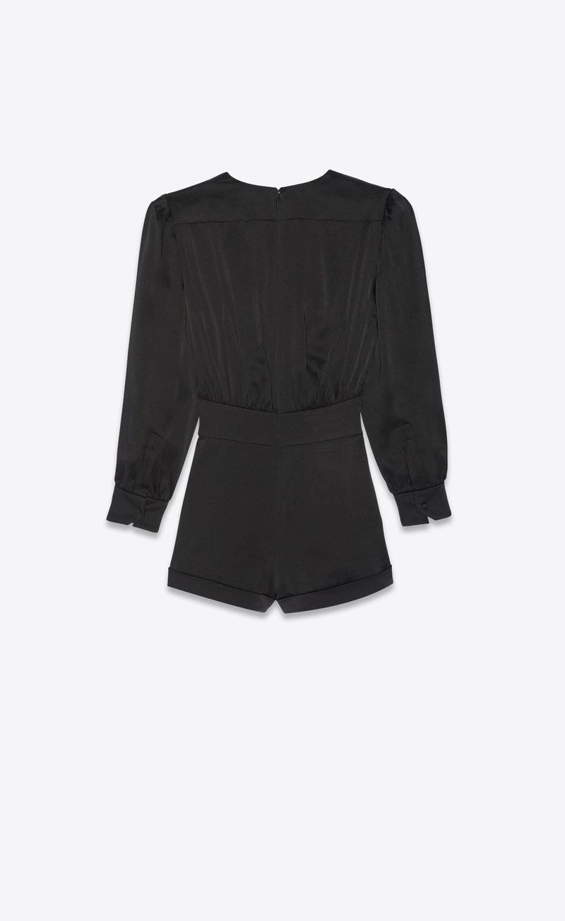 SAINT LAURENT long-sleeve playsuit in satin outlook