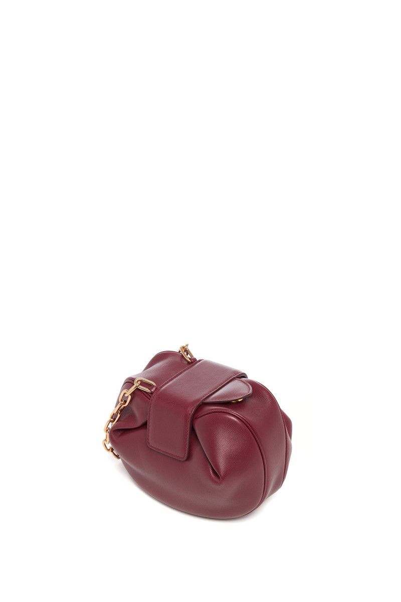 Soft Demi Clutch with Chain in Bordeaux & Fuchsia Nappa Leather 4