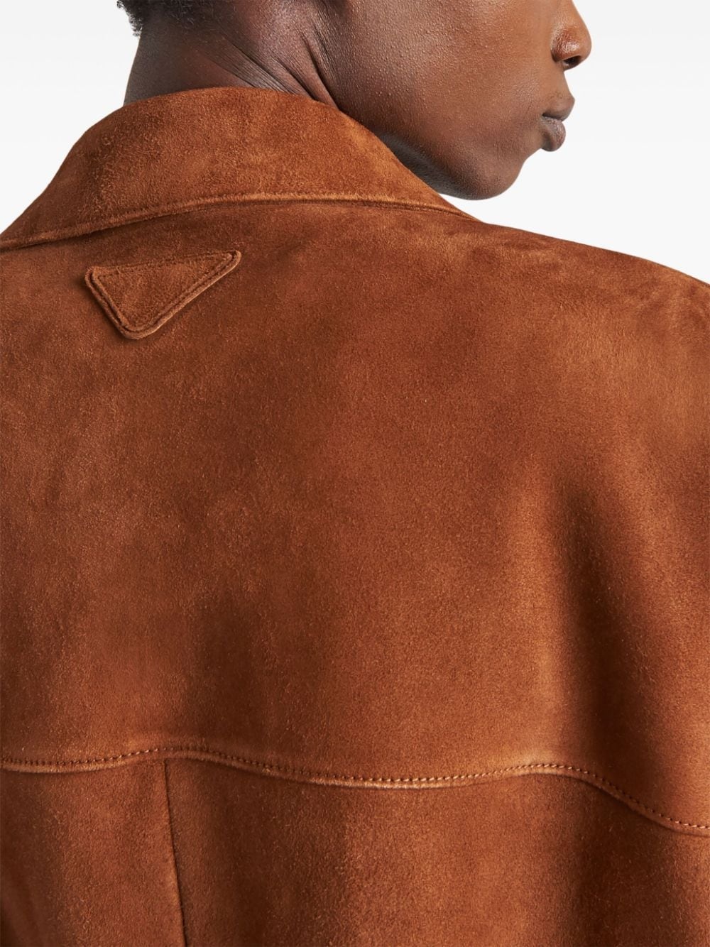 single-breasted leather coat - 6