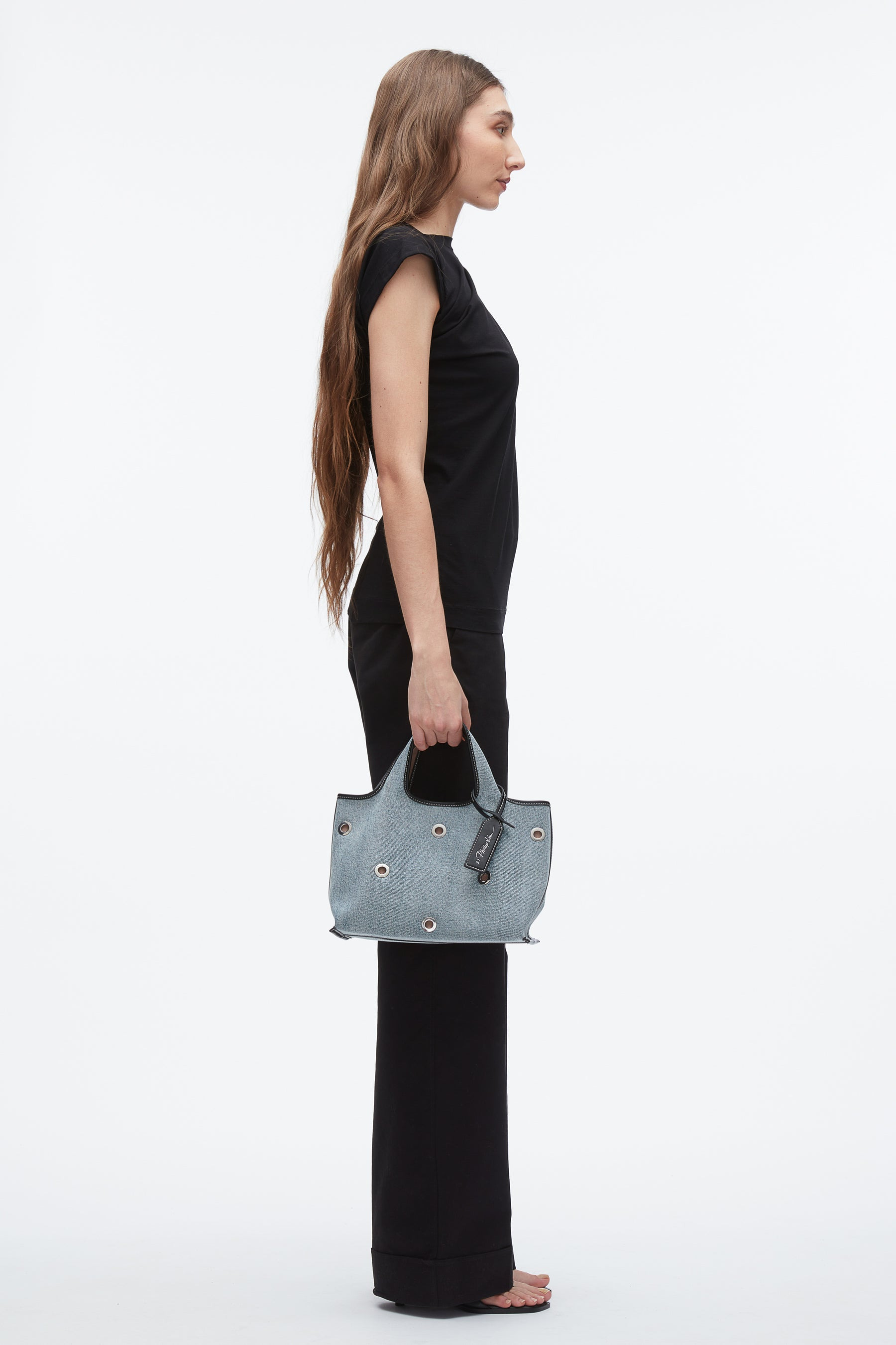 Denim Mini Market Tote with Grommets - 3