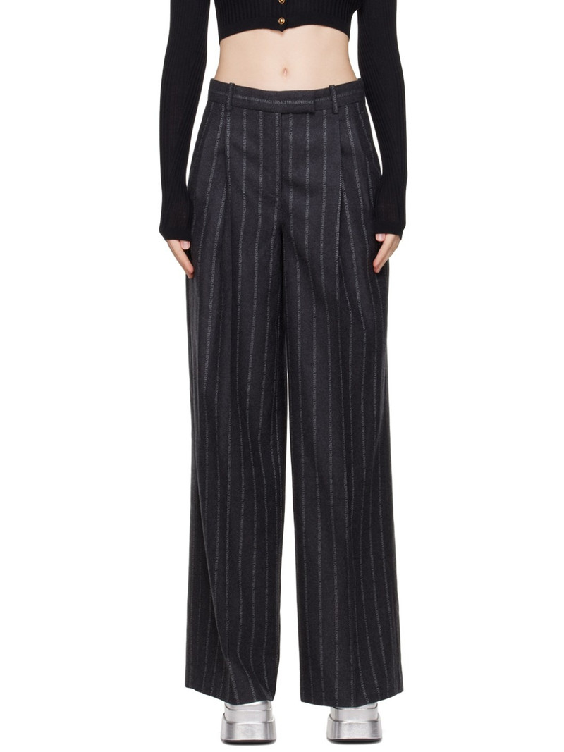 logo-pinstripe trousers - 1