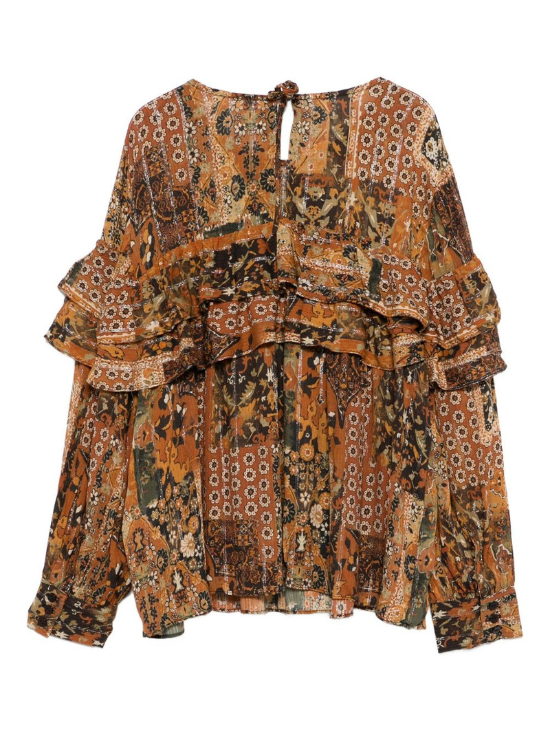 ba&sh floral-pattern ruffled-detail blouse outlook
