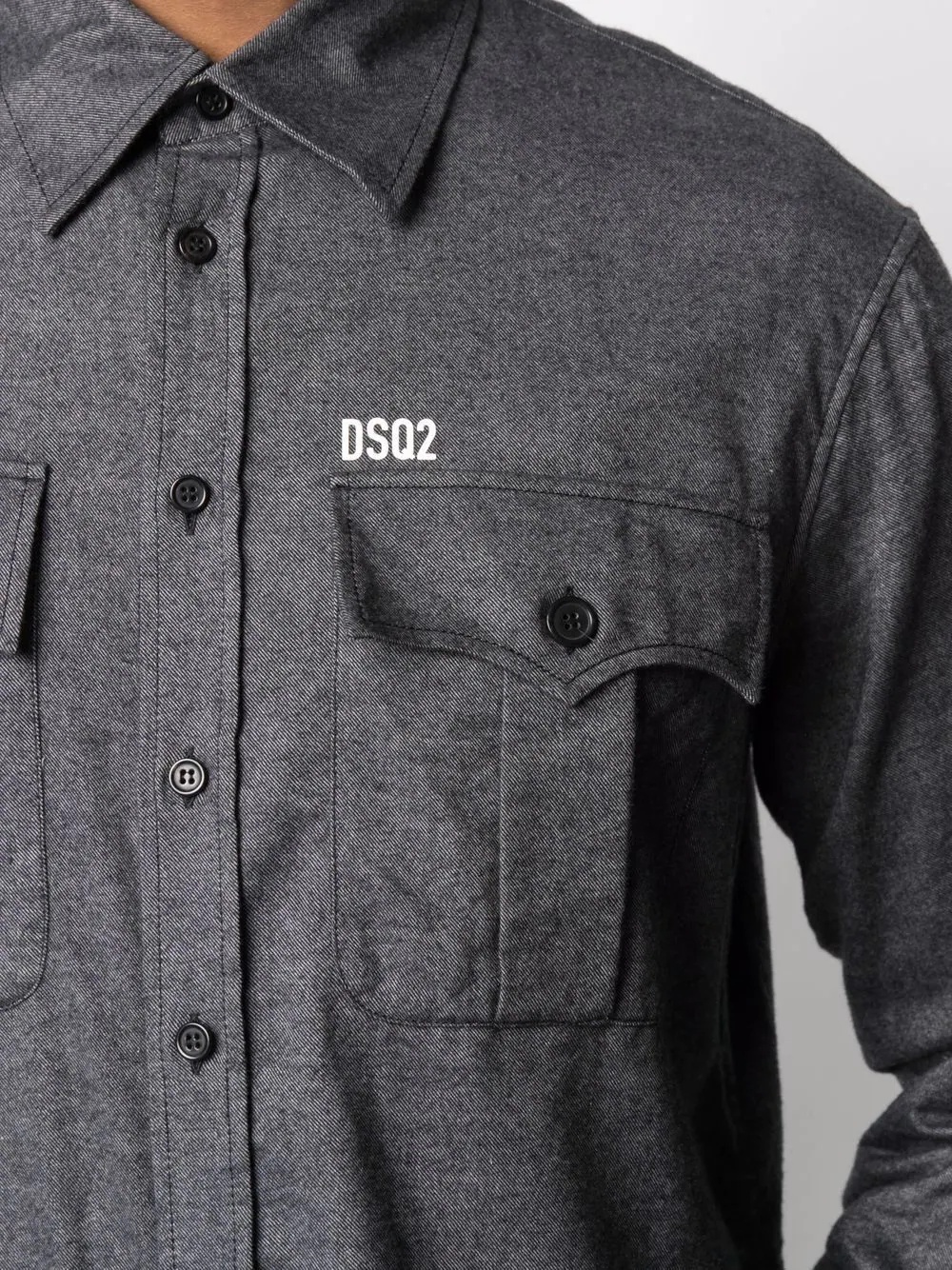 twill button front shirt - 5