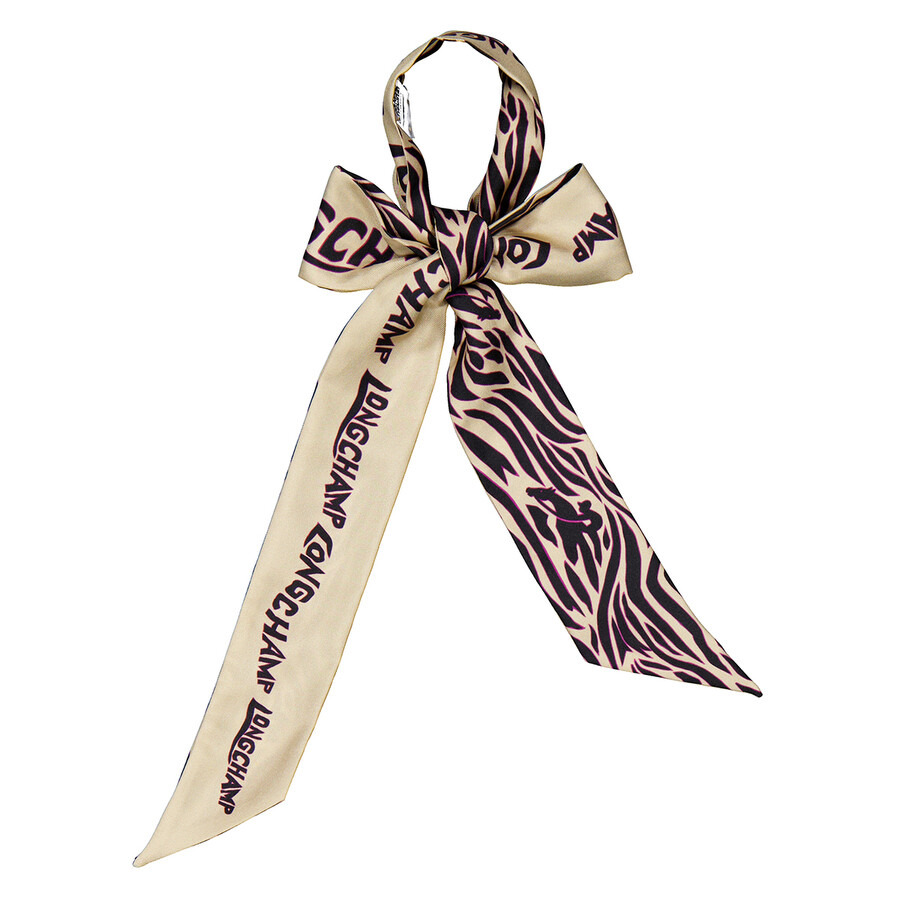 Longchamp Graphic Tiger-Print Silk Headband - 7