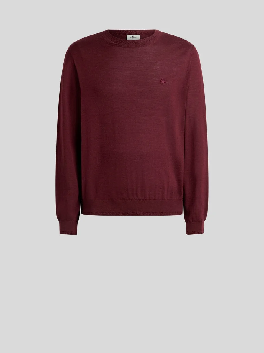 WOOL AND SILK SWEATER WITH PEGASO EMBROIDERY - 1