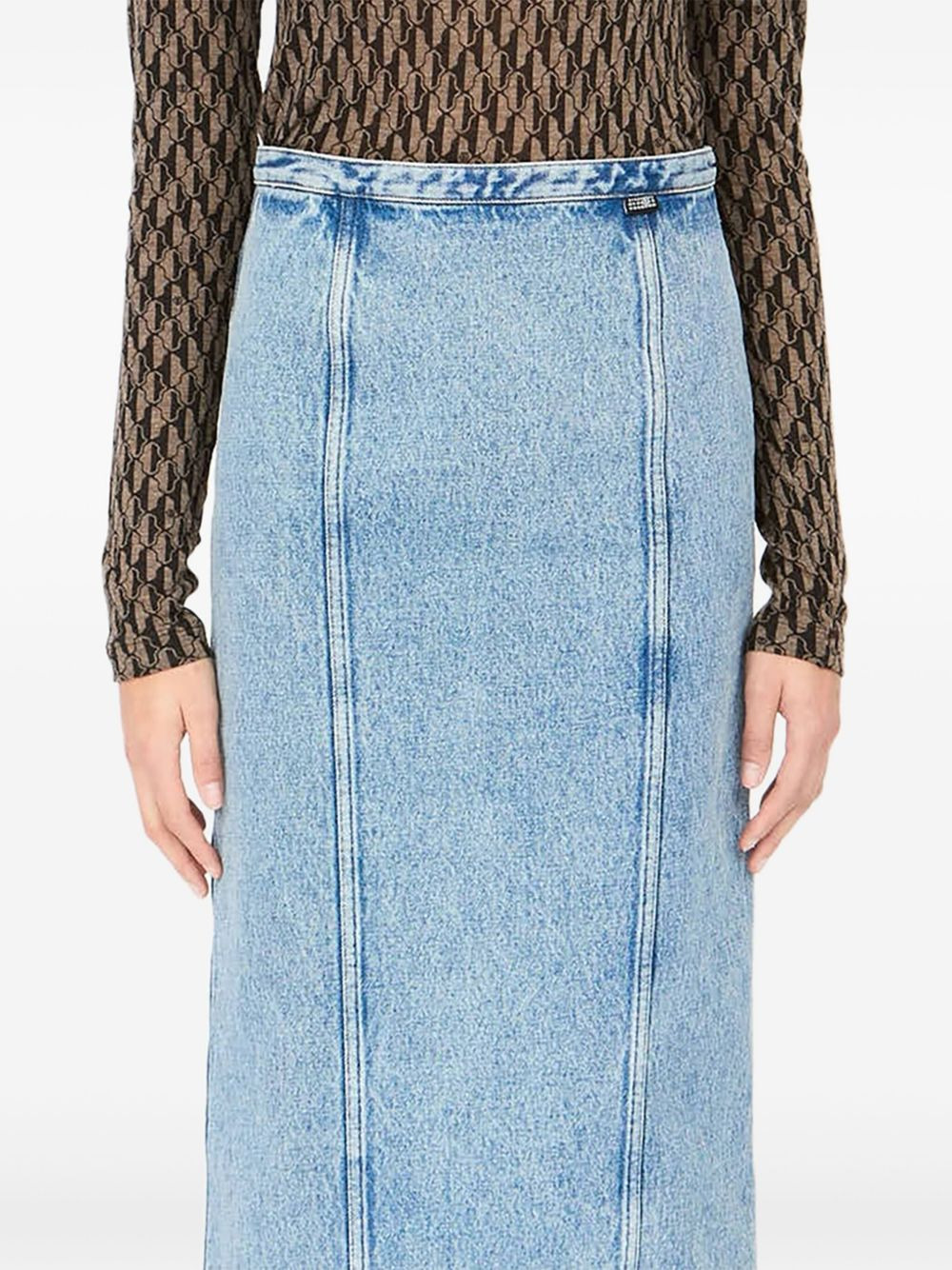denim panelled skirt - 5