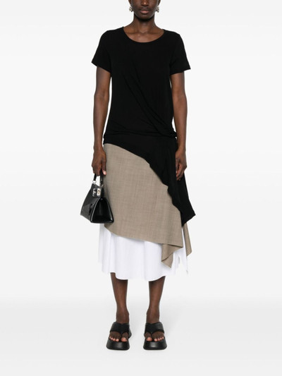 Yohji Yamamoto draped-detail asymmetric T-shirt outlook