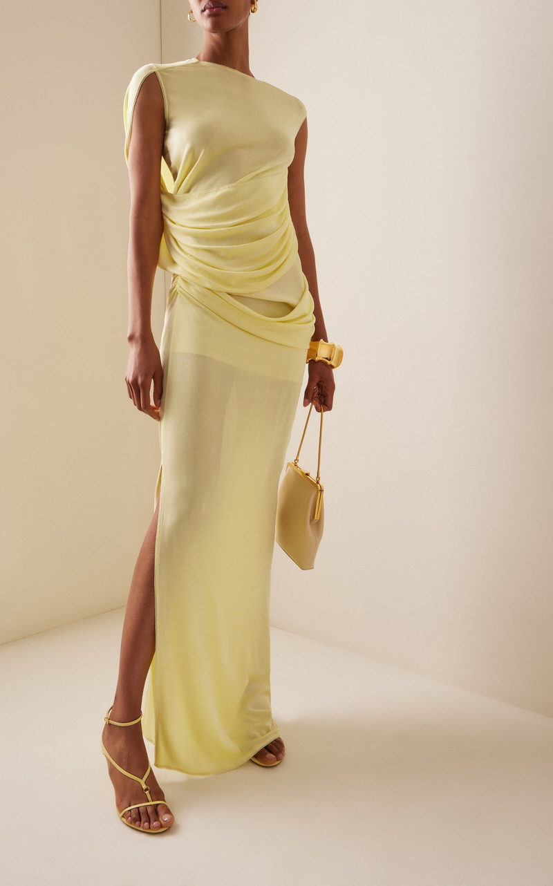 ANNA OCTOBER Casey Draped Jersey Maxi Skirt yellow outlook